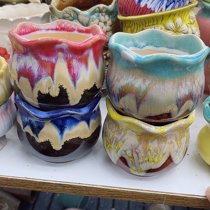 多肉绿植陶瓷花盆9.9包邮，有孔