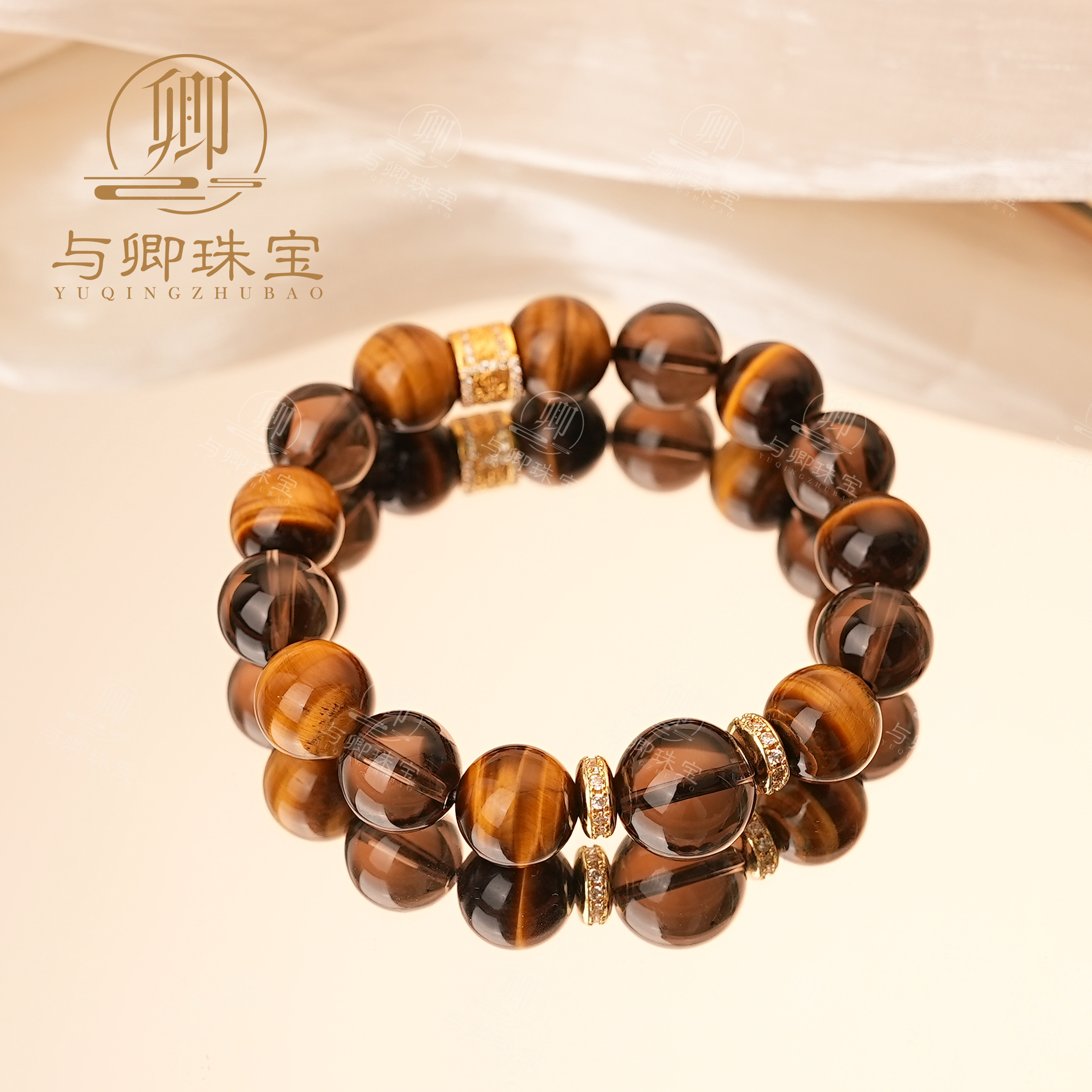 【宇宙藏】与卿珠宝 黄虎眼12mm+ 茶晶14mm、12mm  水晶手串