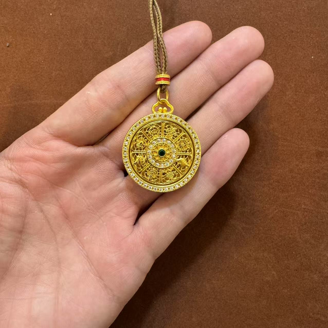 合金吊坠 合金吊坠 合金吊坠古法绿钻八宝罗盘可转动女款百搭