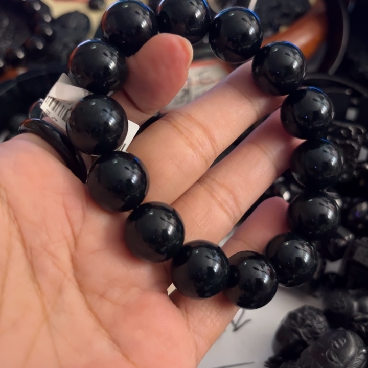 快***马翡翠未镶嵌手链墨翠15