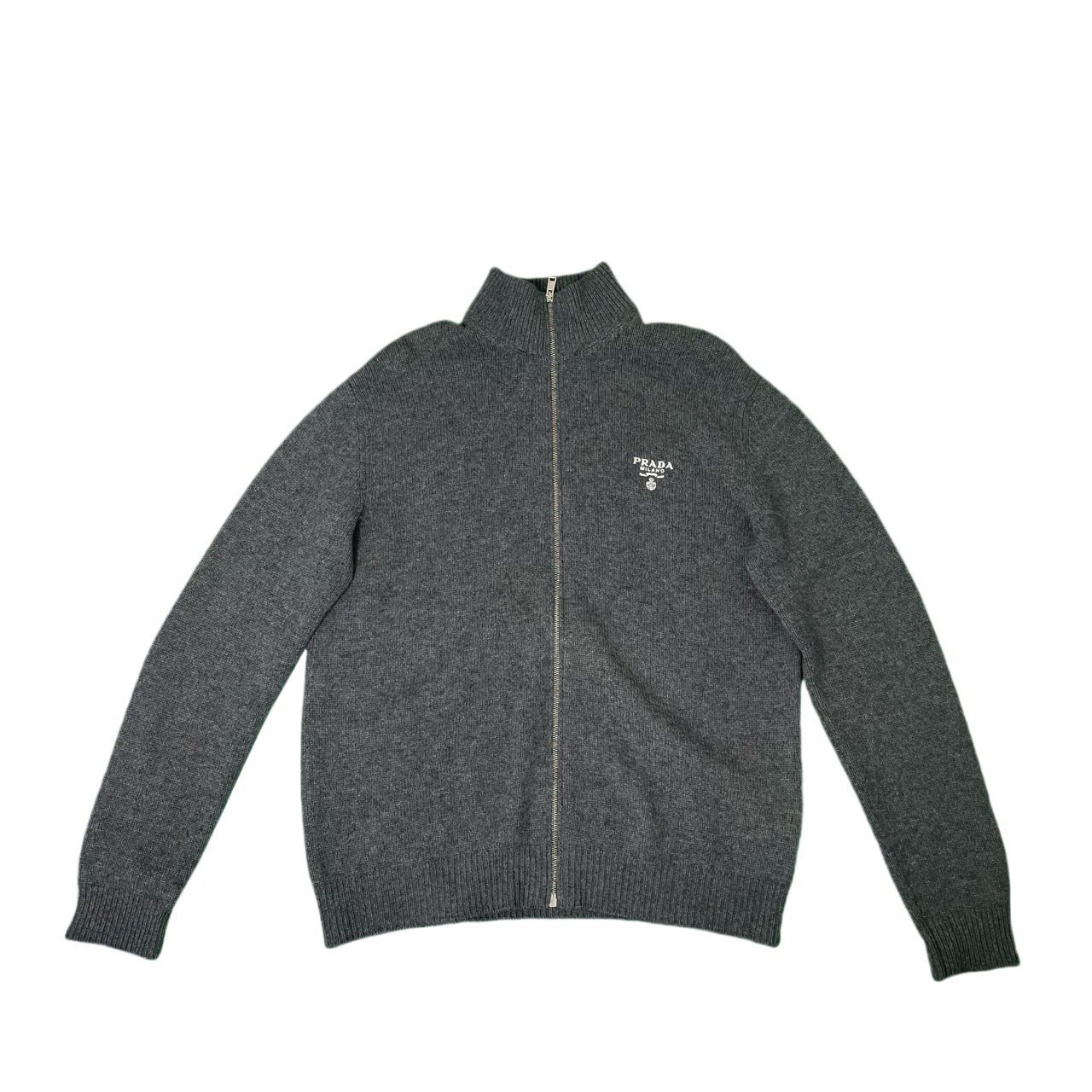 99新 Prada/普拉达 运动时尚休闲羊绒灰色立领/50码