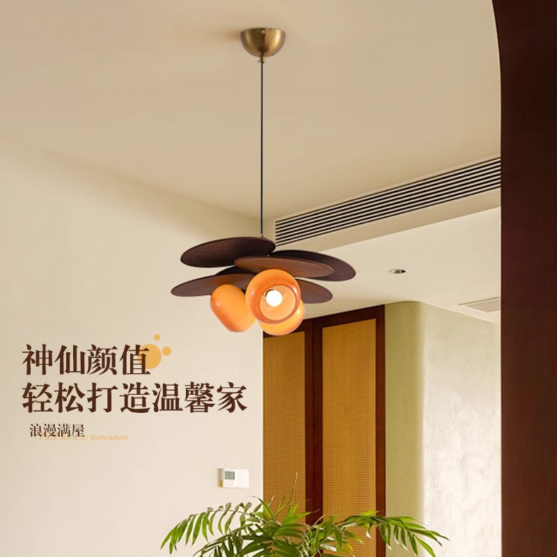 法式复古餐厅吊灯中古风饭厅吧台咖啡店日式卧室阳台过道藤编吊灯