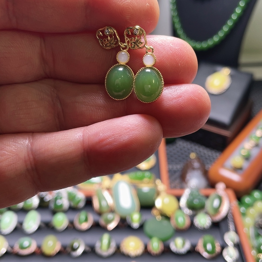 和田玉银S925镶嵌戒指