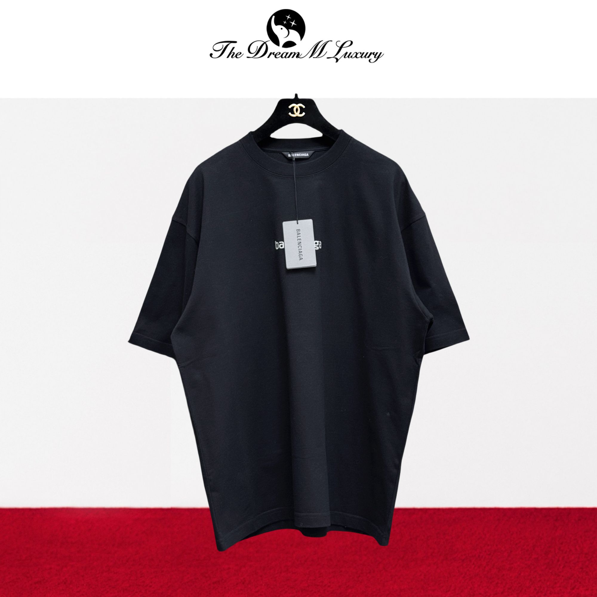 99新 Balenciaga/巴黎世家 黑色拼白色字母 短袖 T恤