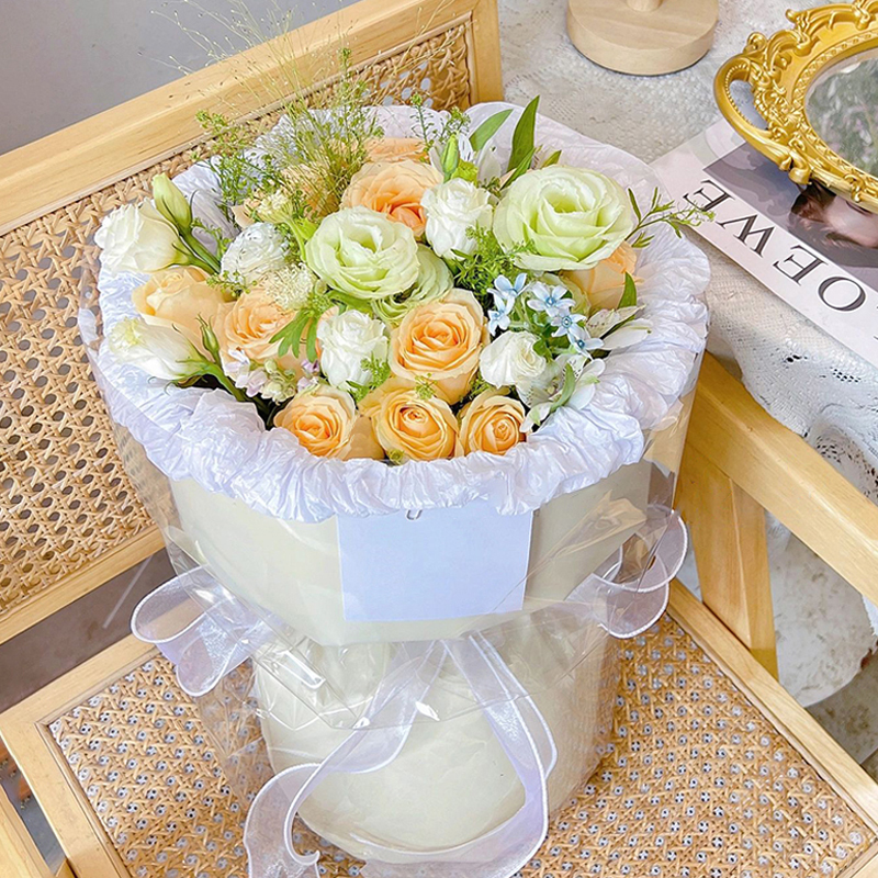 同城配送香槟玫瑰小香风混搭花束送女友闺蜜生日鲜花订购同城配送