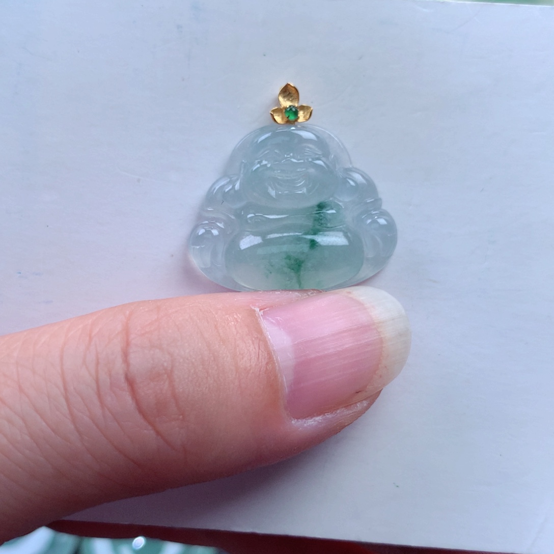 翡翠吊坠(不含链)18K金镶嵌
