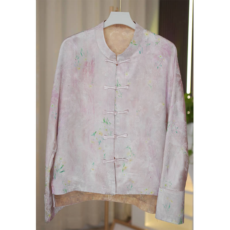 5707-绮罗-新款香云纱重磅双面缂丝刻花女上衣减龄外套