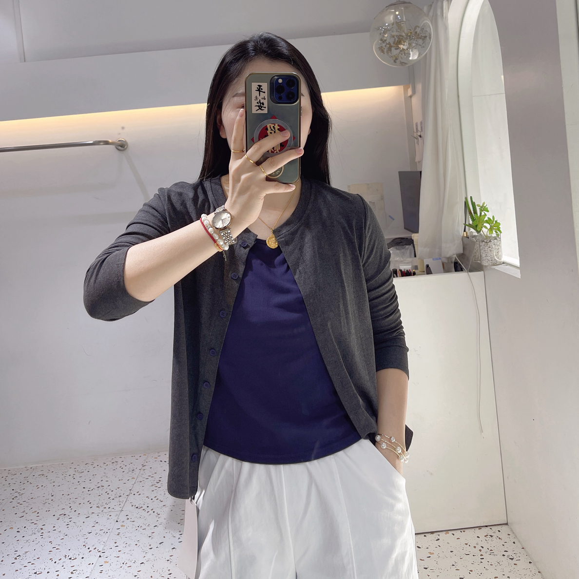 假两件小开衫休闲长袖25616