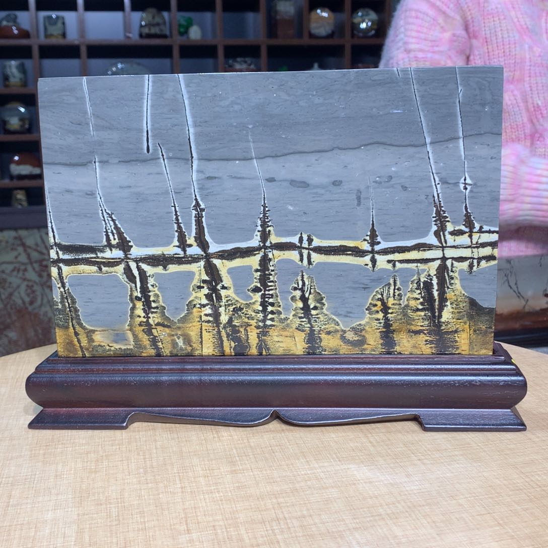 紫砂，广西国画石摆件，收藏观赏，广西国画石摆件，收藏观赏