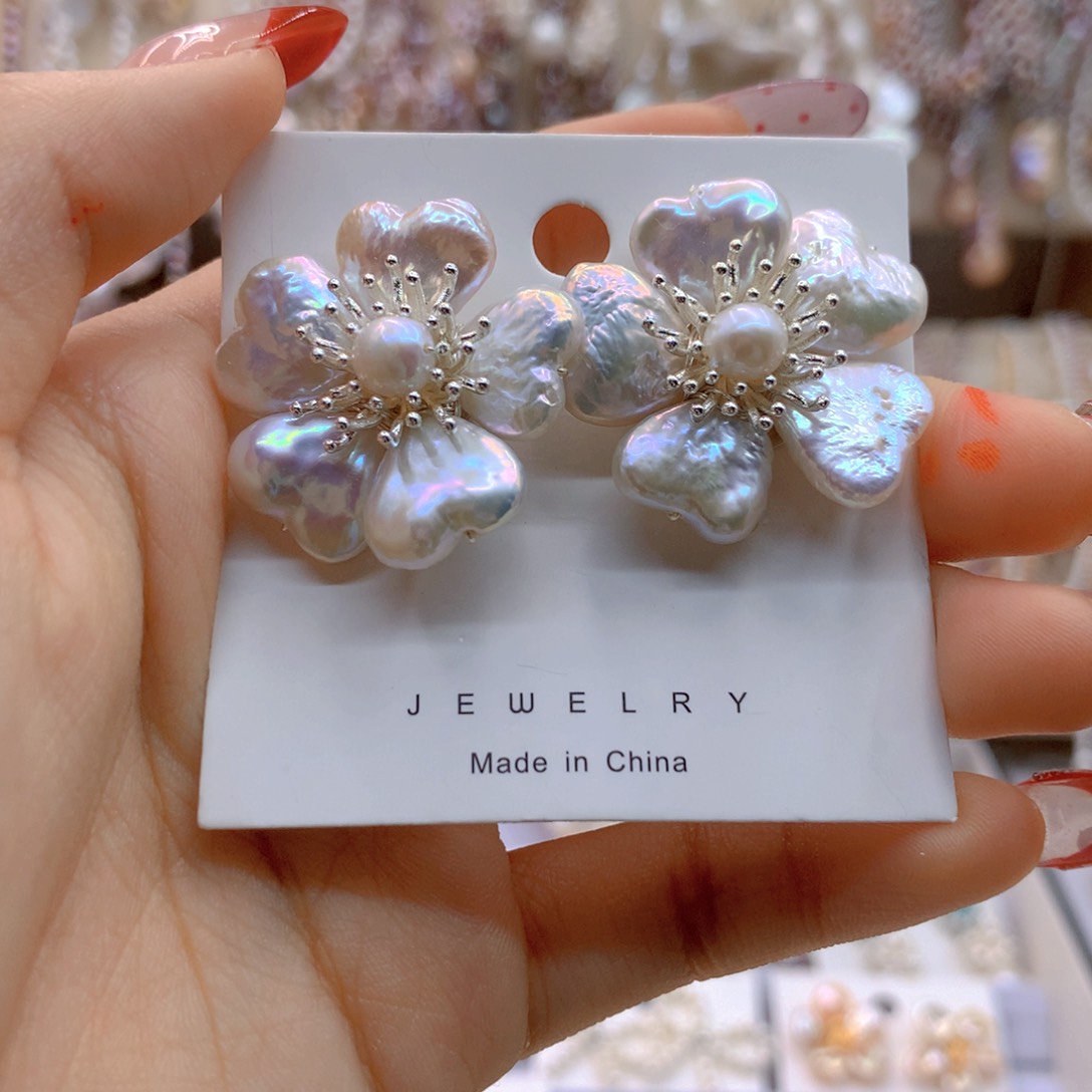 淡水珍珠耳饰银S925镶嵌