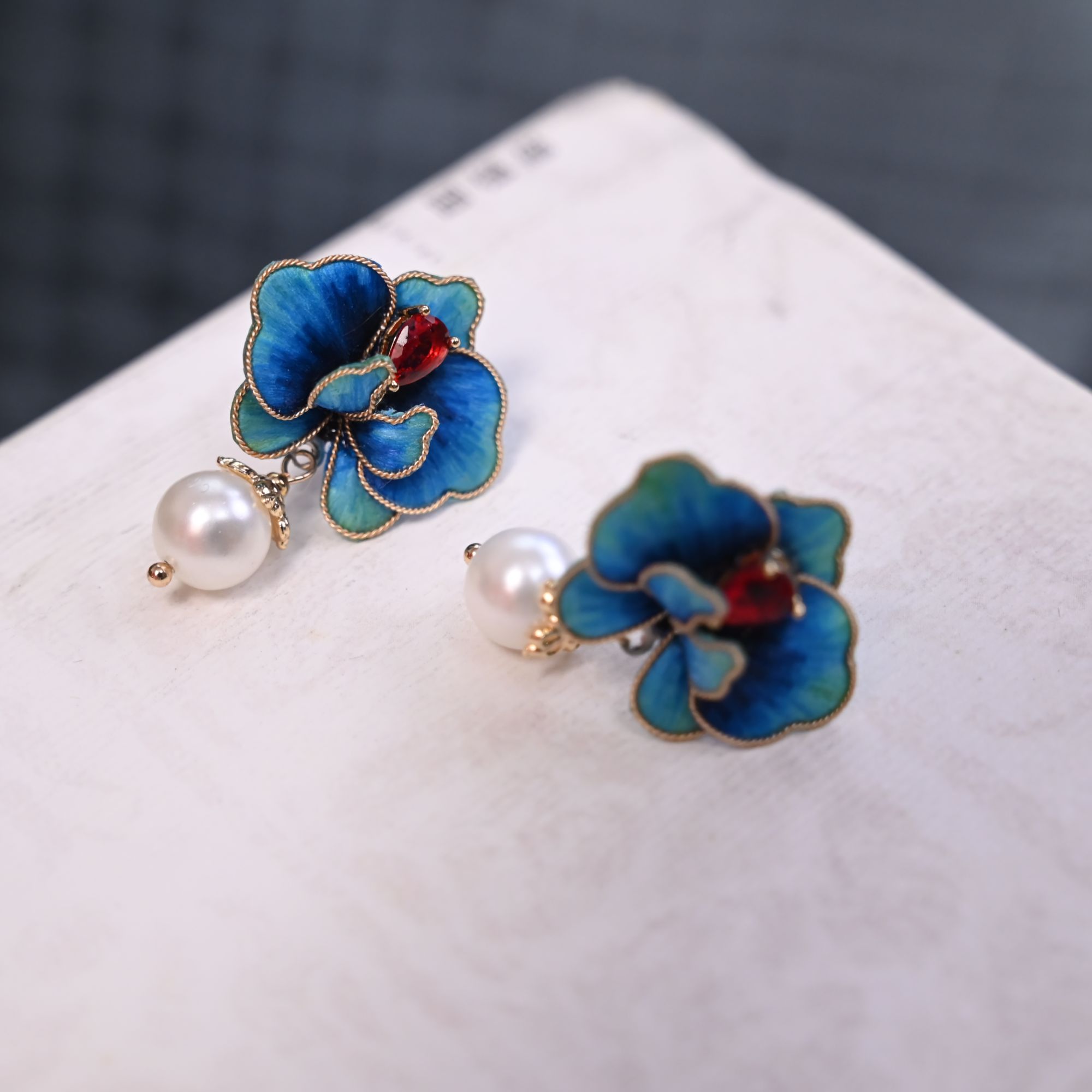 非金属布艺耳饰  【蝶兰】 手工绒花复古耳环