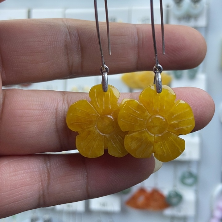 翡翠银S925镶嵌耳饰品质珠宝