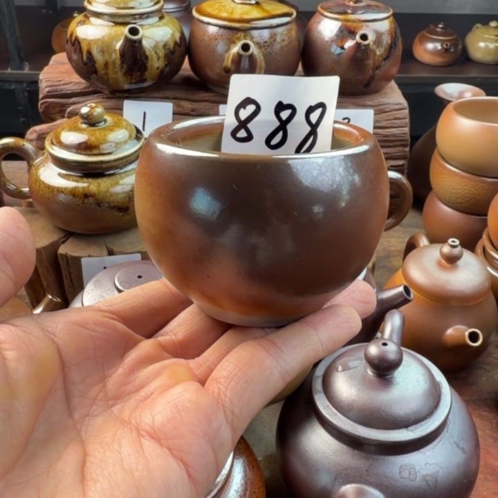 光***幢瓷片建水紫陶白泥柴烧杯