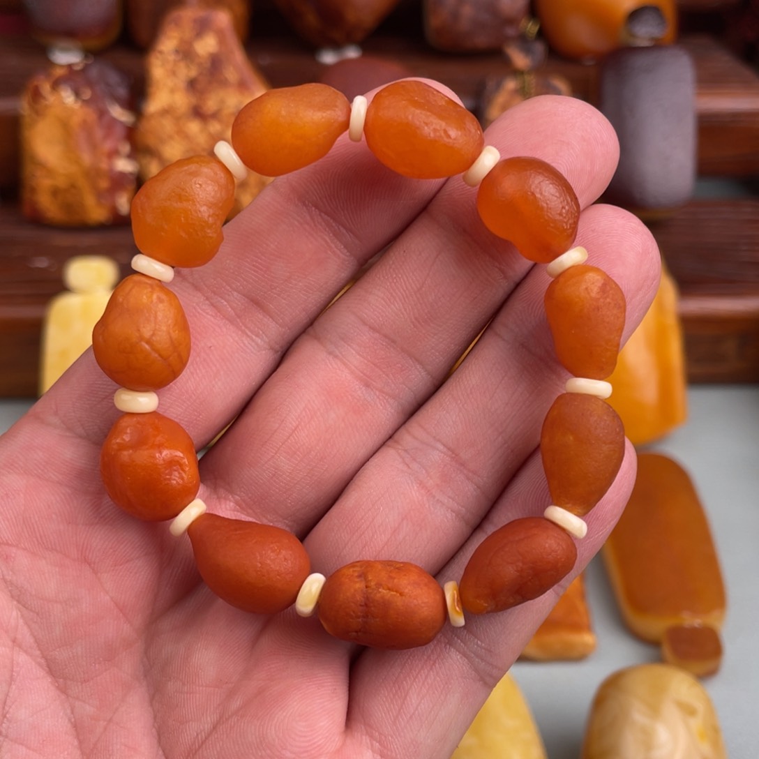 定制琥珀未镶嵌蜜蜡海漂籽手串