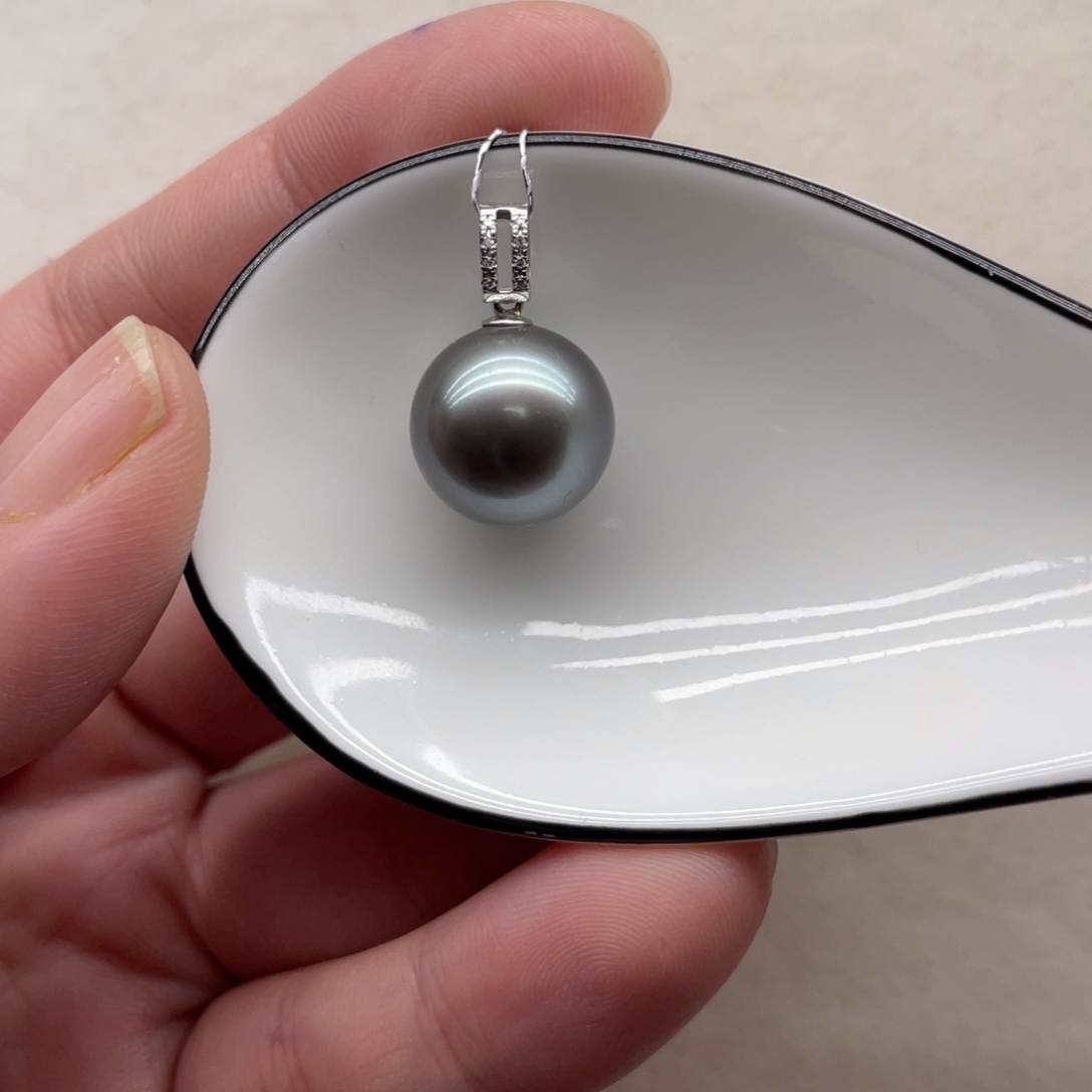 海水珍珠吊坠(不含链)18K金镶嵌13-14m m