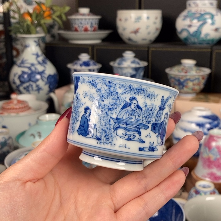 杯折葵非器竹林七贤马蹄杯