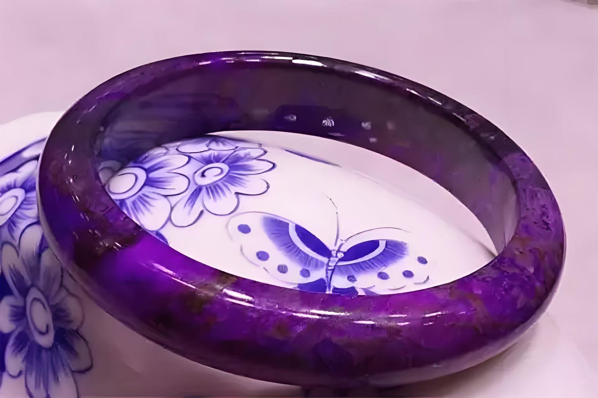 南非老矿老料紫丝绒手镯手串