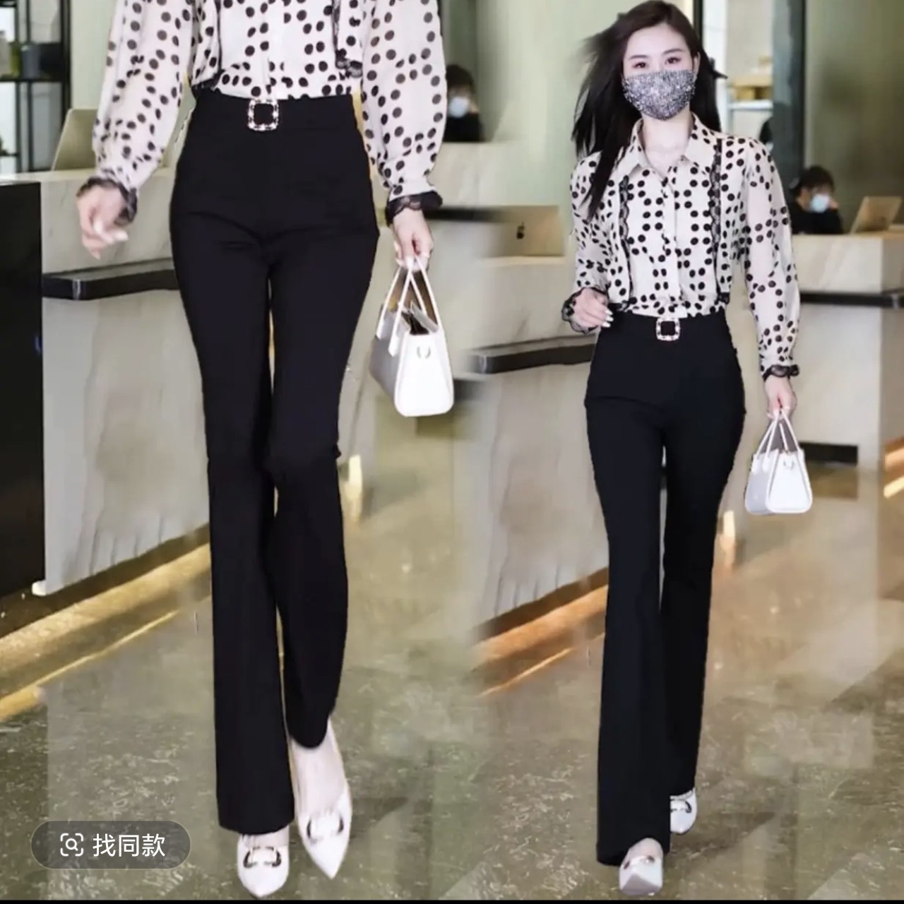 2313春季新款高腰女士微喇裤百搭显瘦休闲长裤