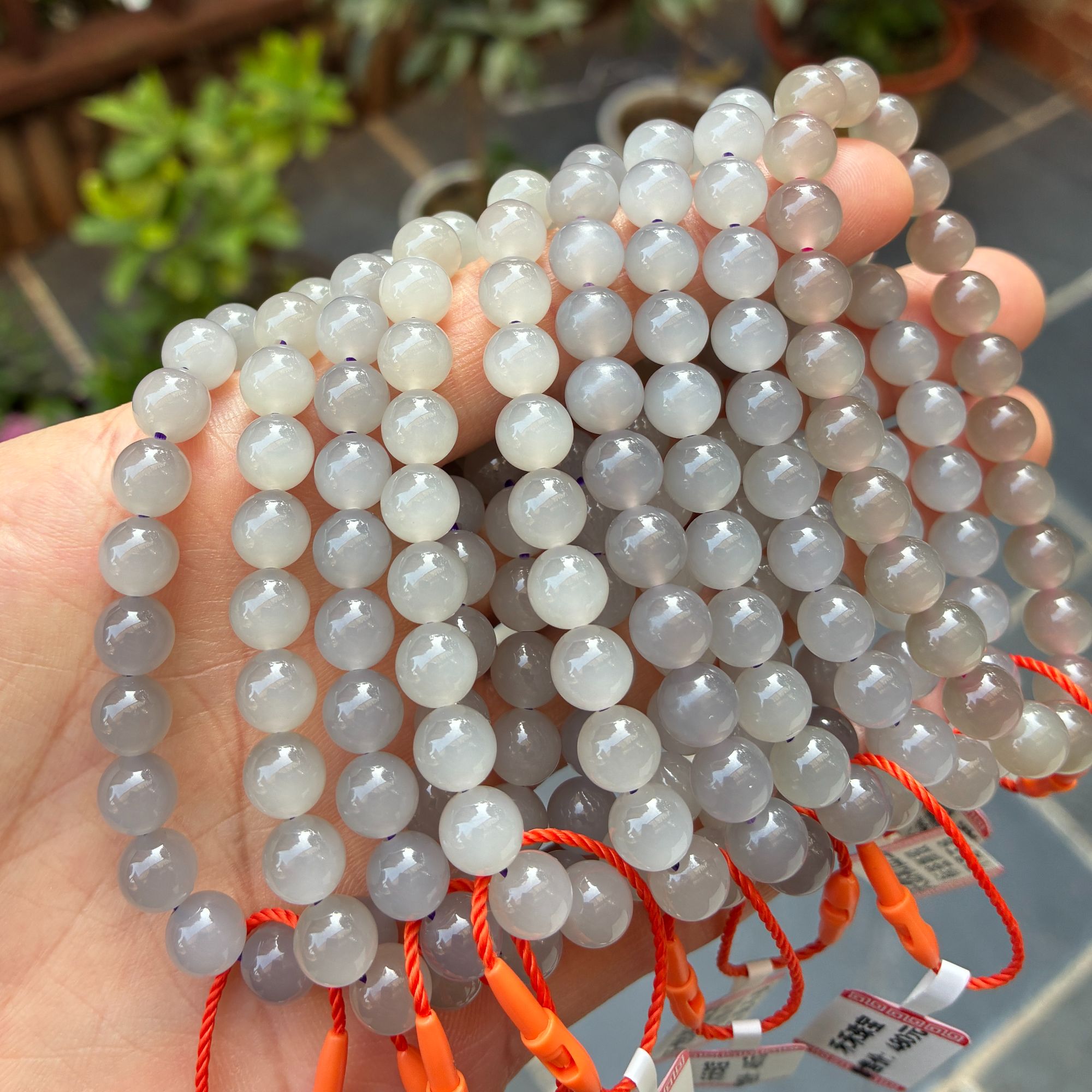 纯天然玉石和田玉烟紫高冰透浅紫色手串保真保A卡8mm多样性发一