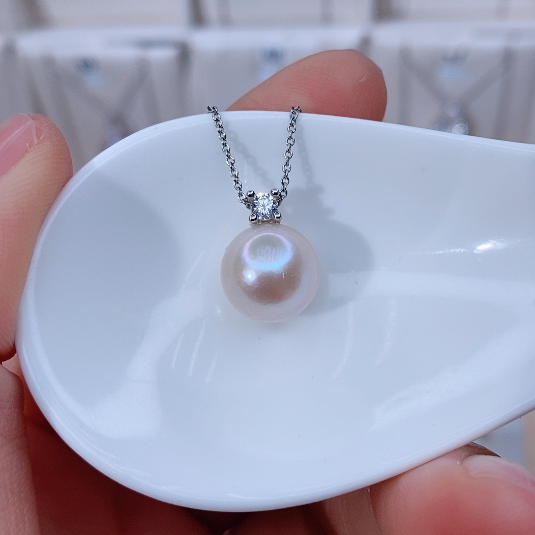 颈饰银S925镶嵌淡水珍珠