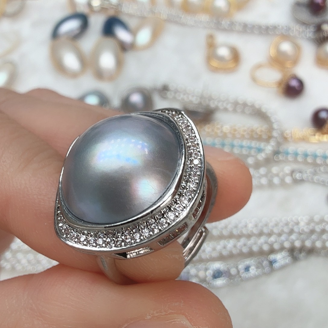 拼合珍珠（马贝珠）戒圈未镶嵌