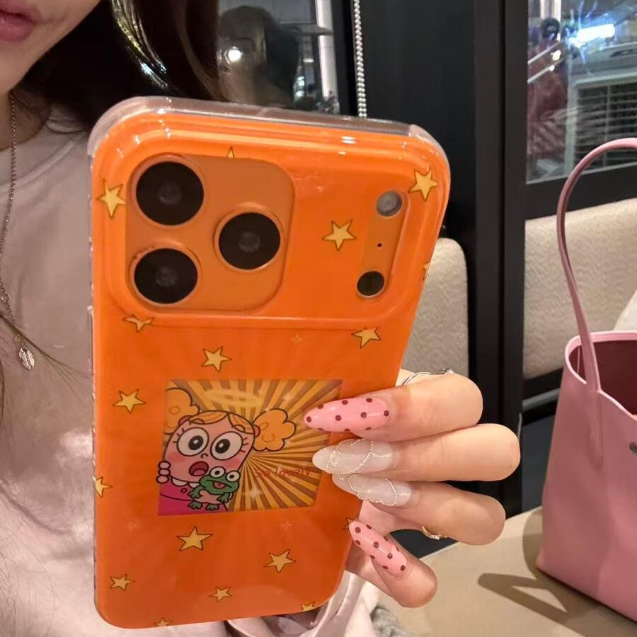 可爱卡通探头女孩青蛙适用于苹果17/16promax手机壳15保护套1413