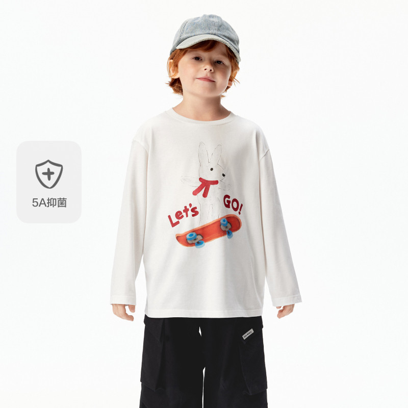 5A抑菌littlemoco童装26春新款男女童原创兔子印花长袖t恤