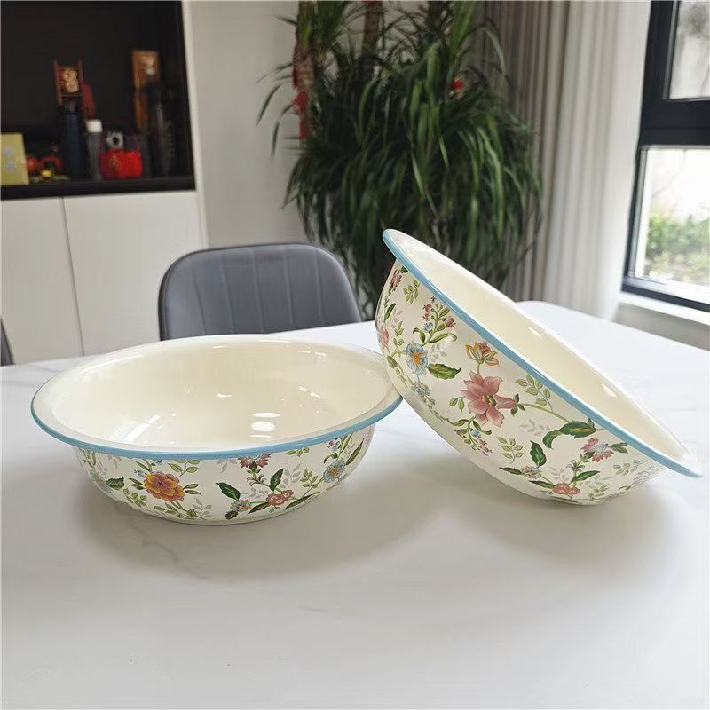 【发2个】20公分特厚珐琅搪瓷芳香汤盆菜盆2个