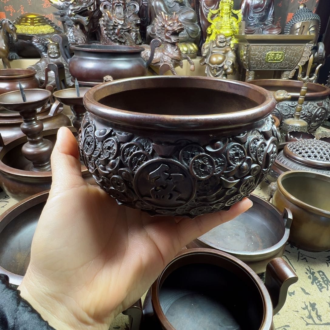 铜香聚宝盆家用香薰炉