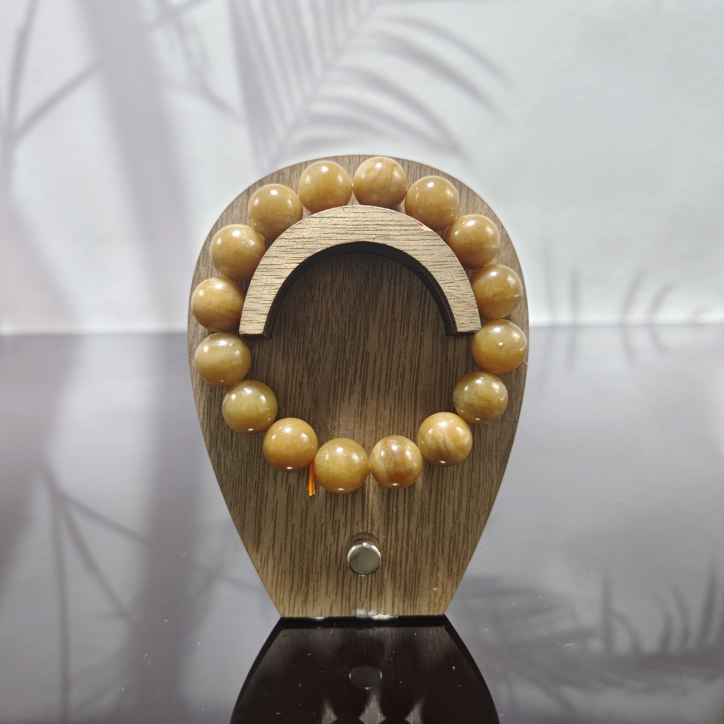 N和田玉且末糖圆珠手串（卡12）3886