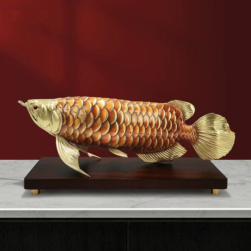 年年有余金龙鱼摆件招财客厅工艺品玄关办公室桌面装饰品开业礼物