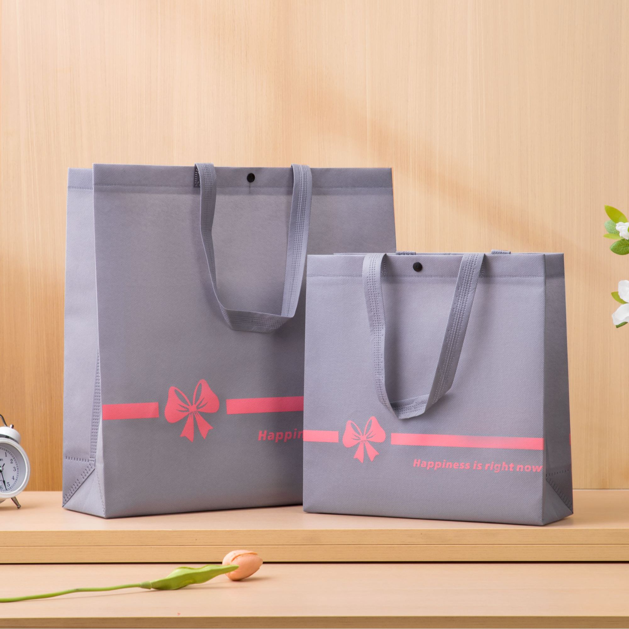 高质无纺布袋方形裸布高级亚光质感购物袋包装袋手提加长款