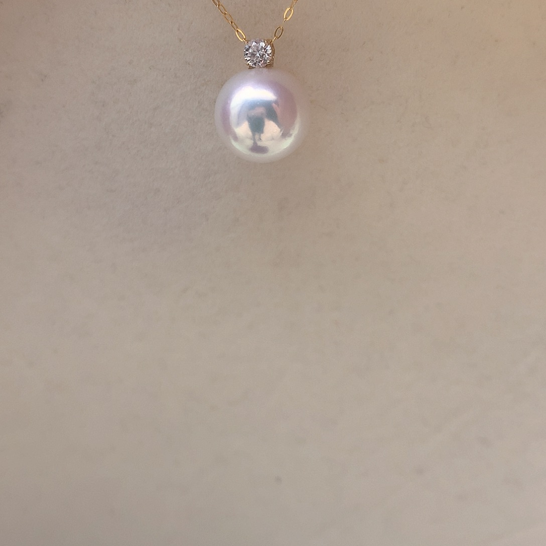 淡水珍珠11-12mm爱迪生戴妃18K金镶嵌