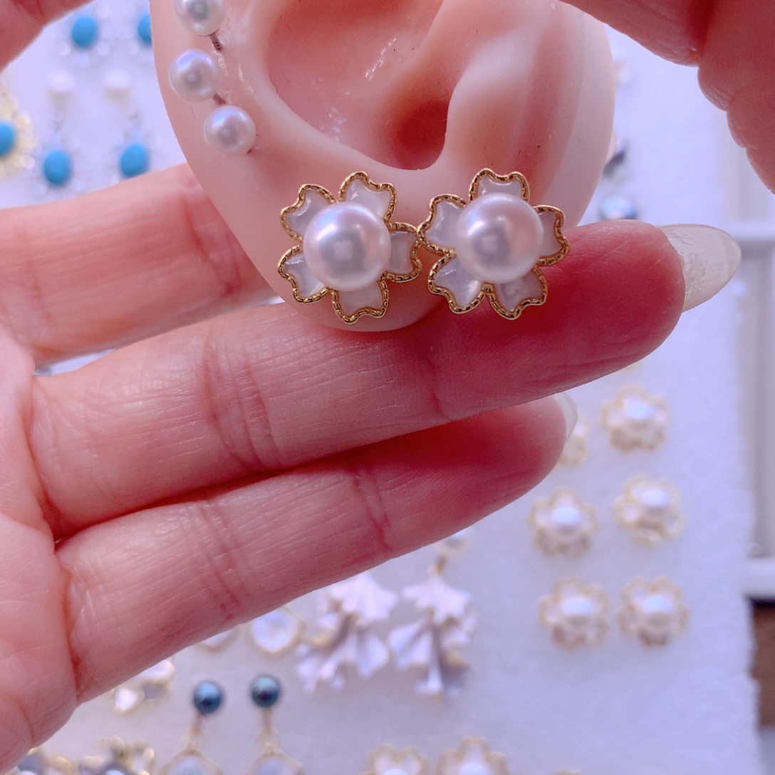 耳饰合金淡水珍珠