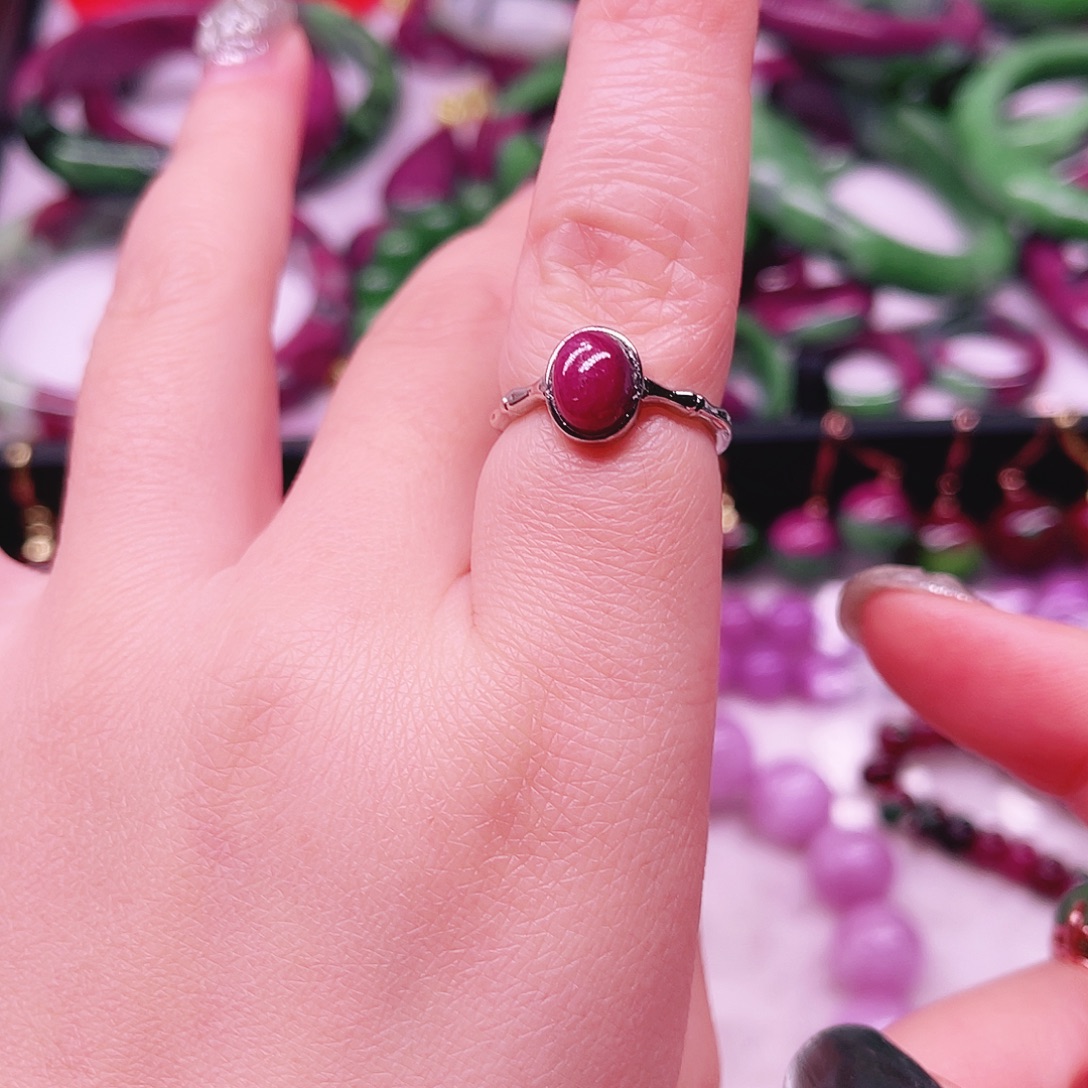 戒指银S925镶嵌红宝石