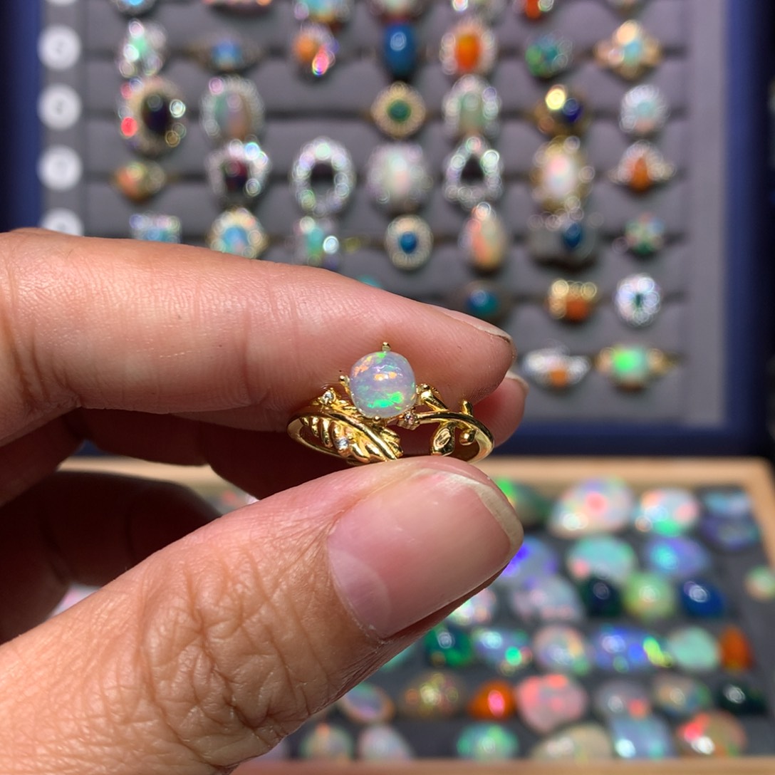 欧泊戒指款式银S925镶嵌