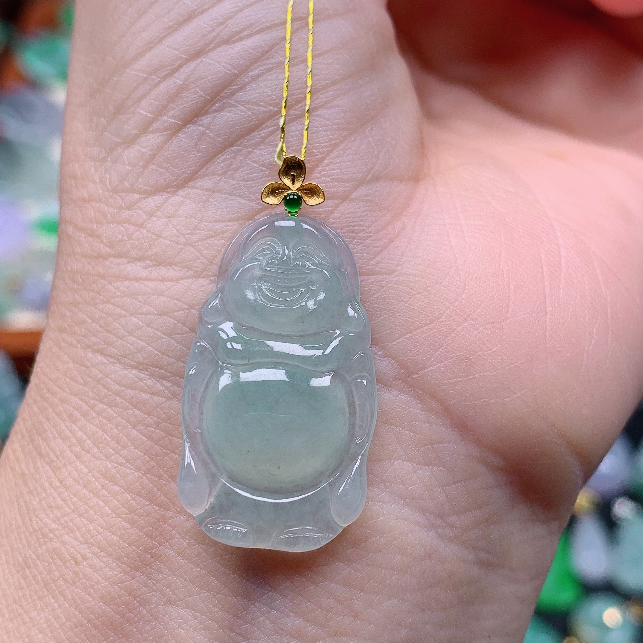 缅甸天然A货翡翠，冰晴站佛 编号148/1217尺27.8-16.4-4.1