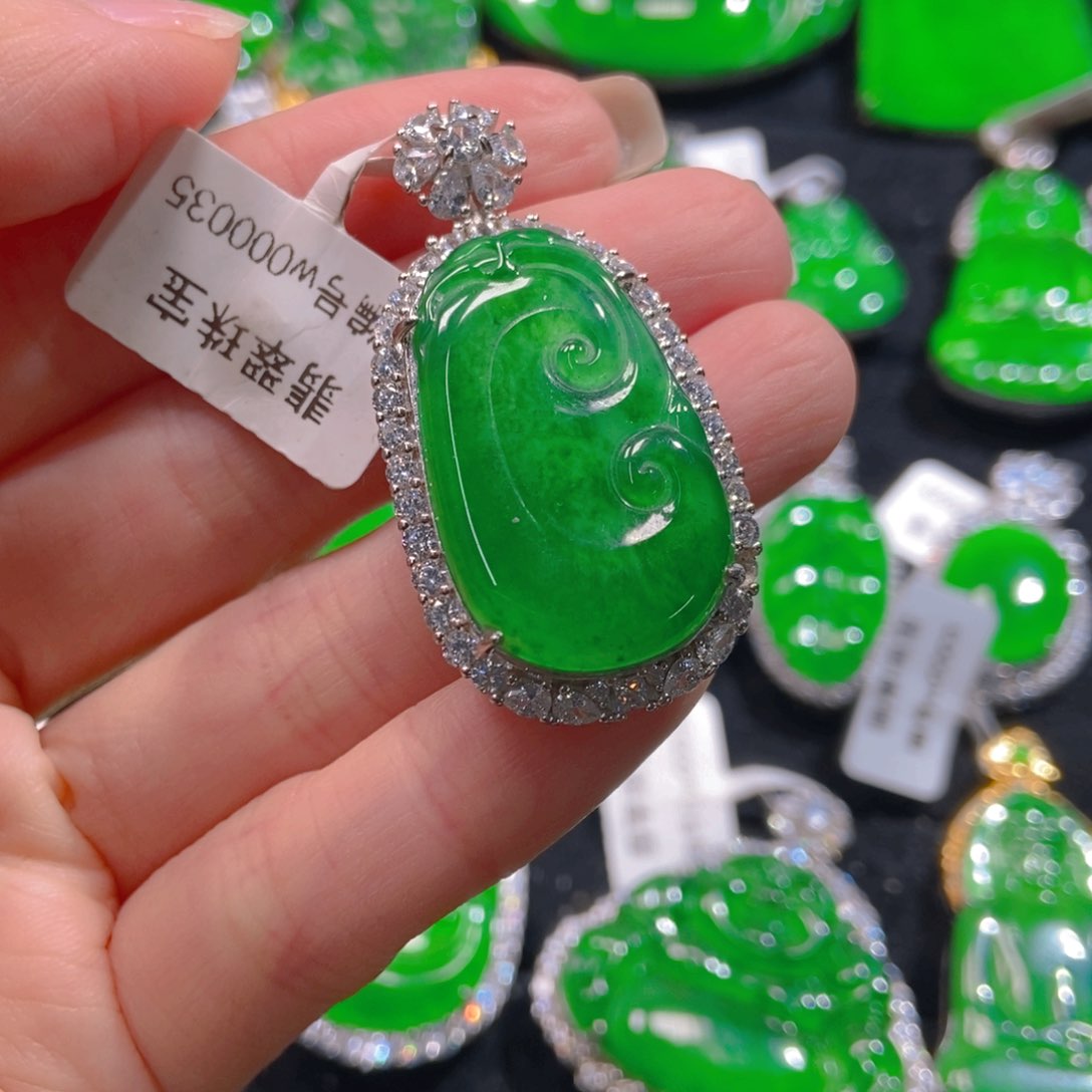 翡翠吊坠(不含链)银S925镶嵌