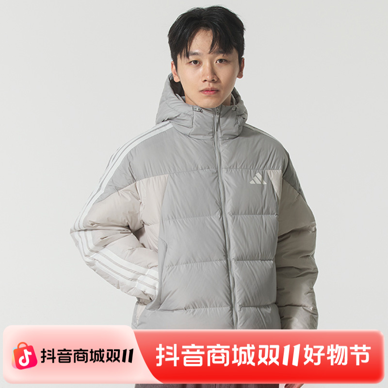 「保暖穿搭」阿迪达斯短款连帽羽绒服男冬季休闲保暖运动服KC2496
