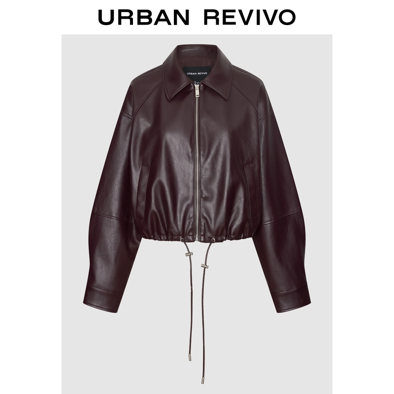 UR2026春季新款女装气质翻领抽绳收腰短款外套UWM160001