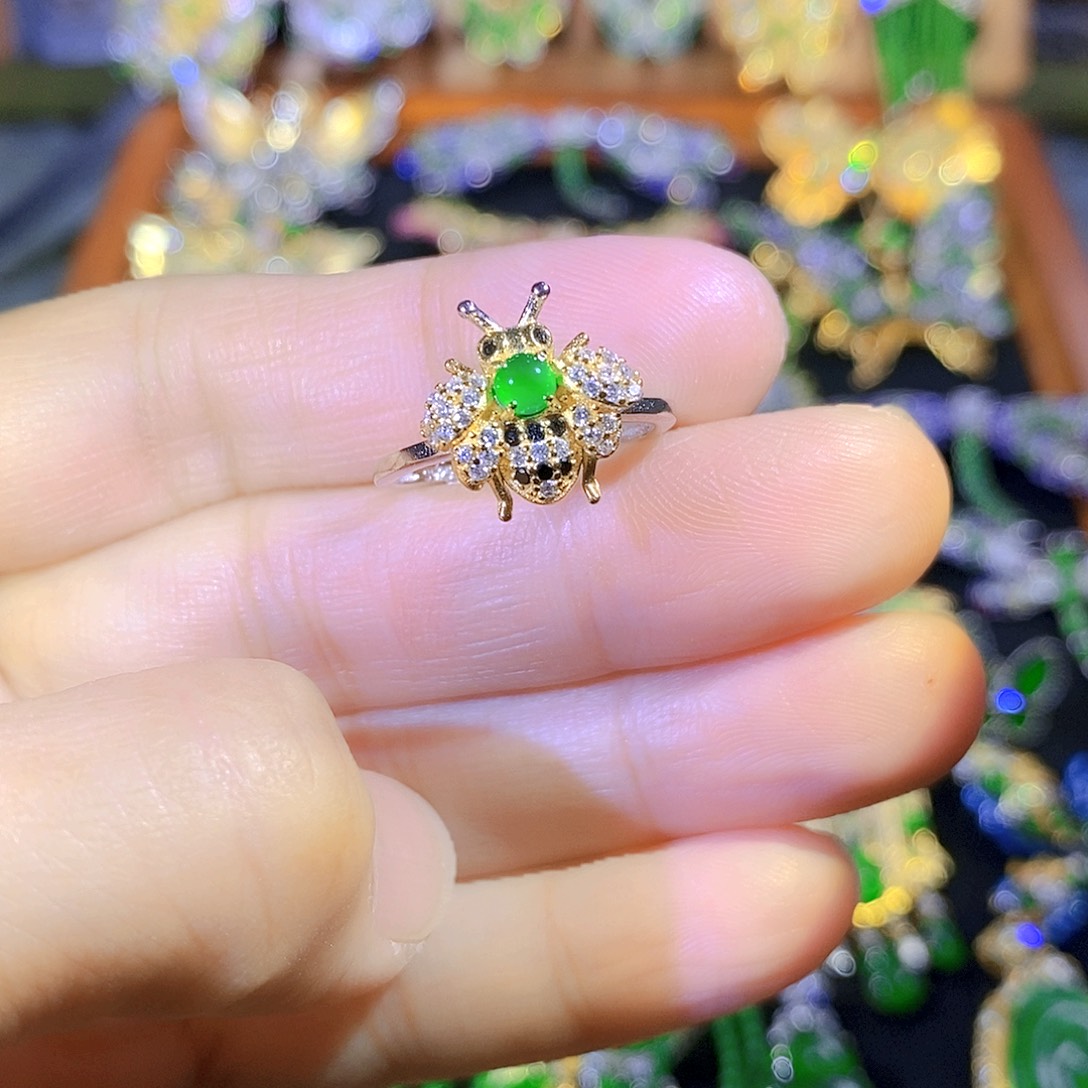 吊坠(不含链)银S925镶嵌翡翠