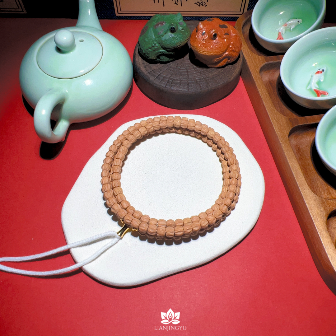 『龙莲花』6mm金黄皮柏香籽菩提念珠|顺丰包邮