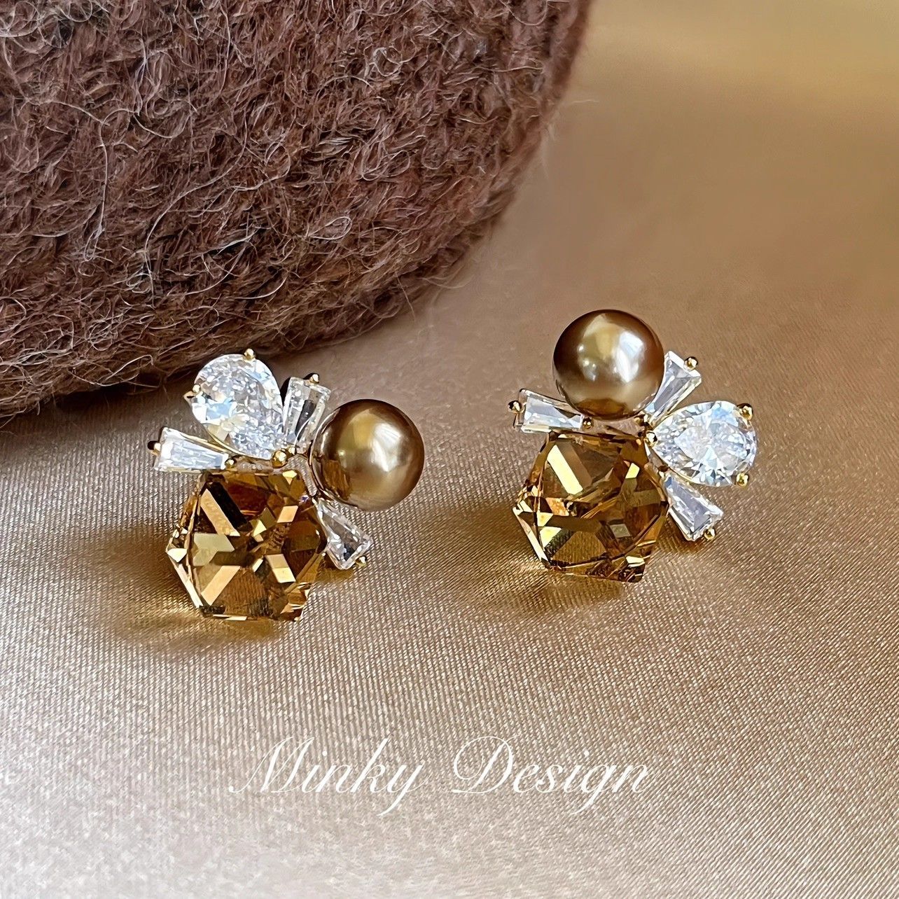 合金耳饰 8492方糖耳钉秋冬2025新款复古耳饰时尚小众耳环A456