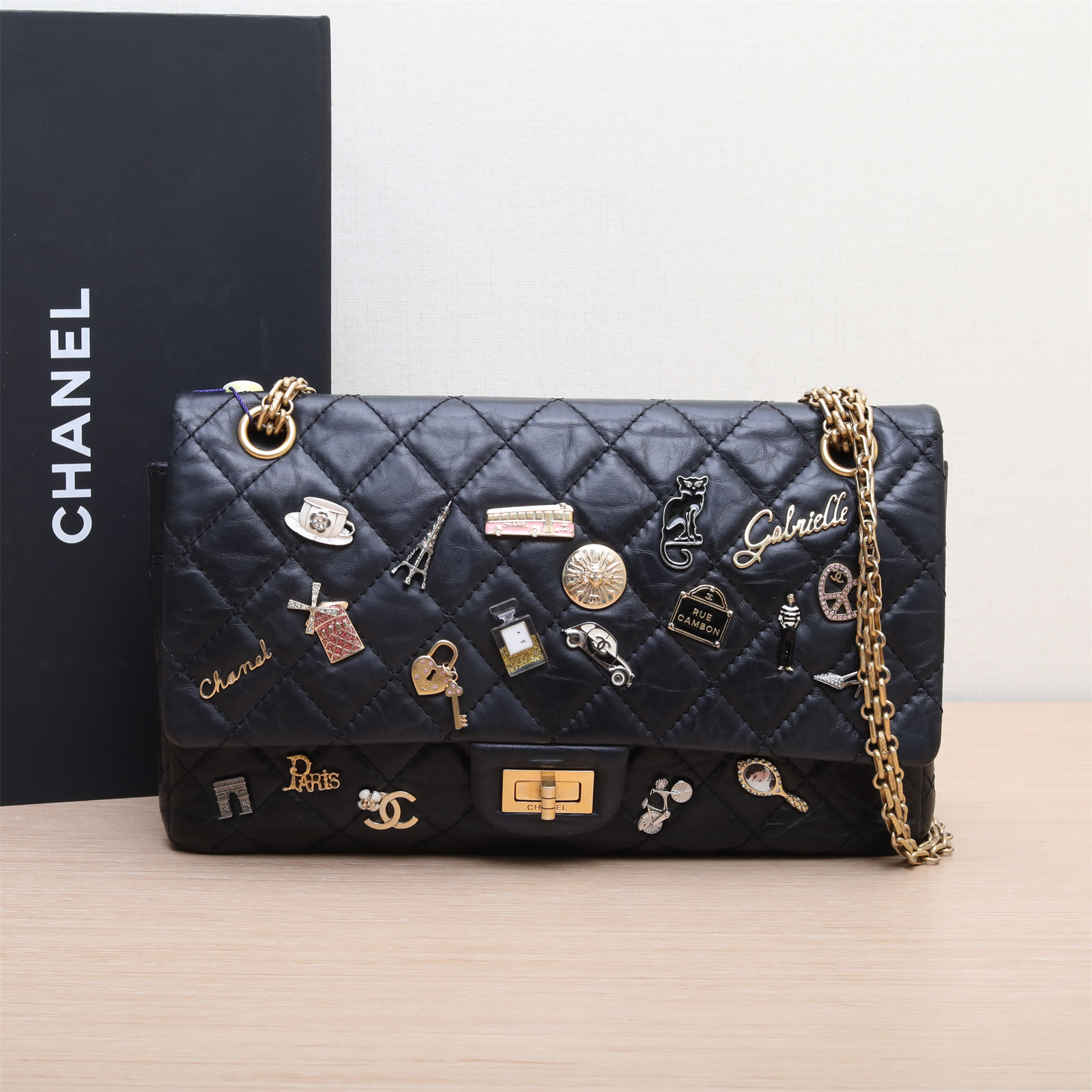 95新 Chanel/香奈儿 【花花活动】2.55 口盖包 大号 28cm 25开