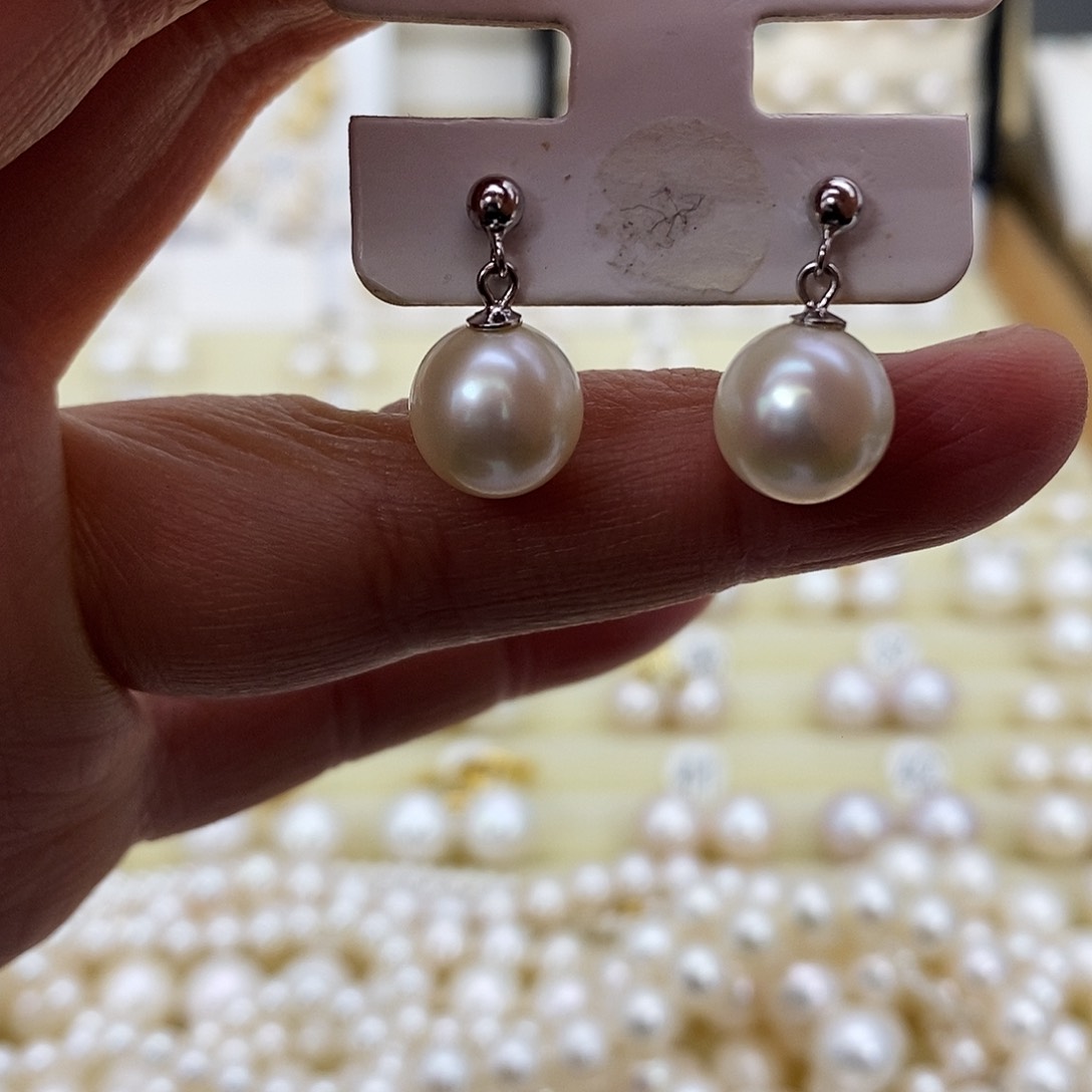 淡水珍珠耳饰银S925镶嵌