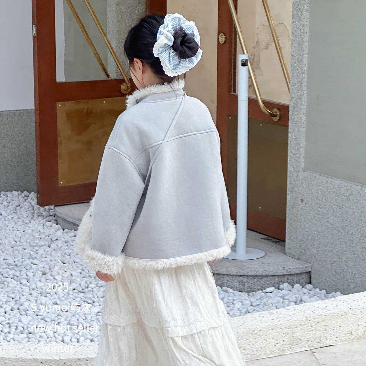 秋冬新款女童韩版时尚加绒加厚羊羔绒皮毛一体外套