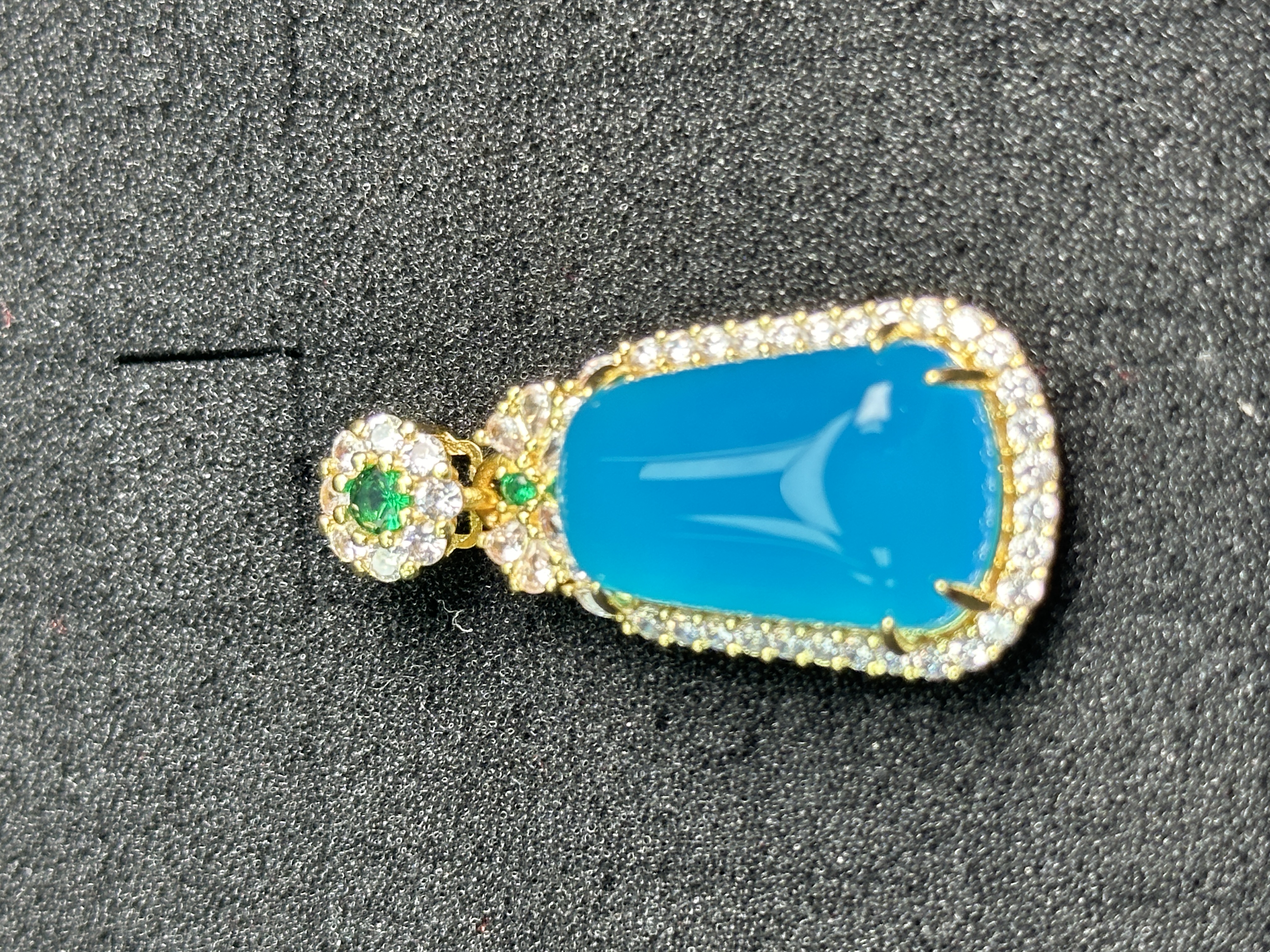 A5336幽蓝凝晶石玛瑙吊坠-配麻花链