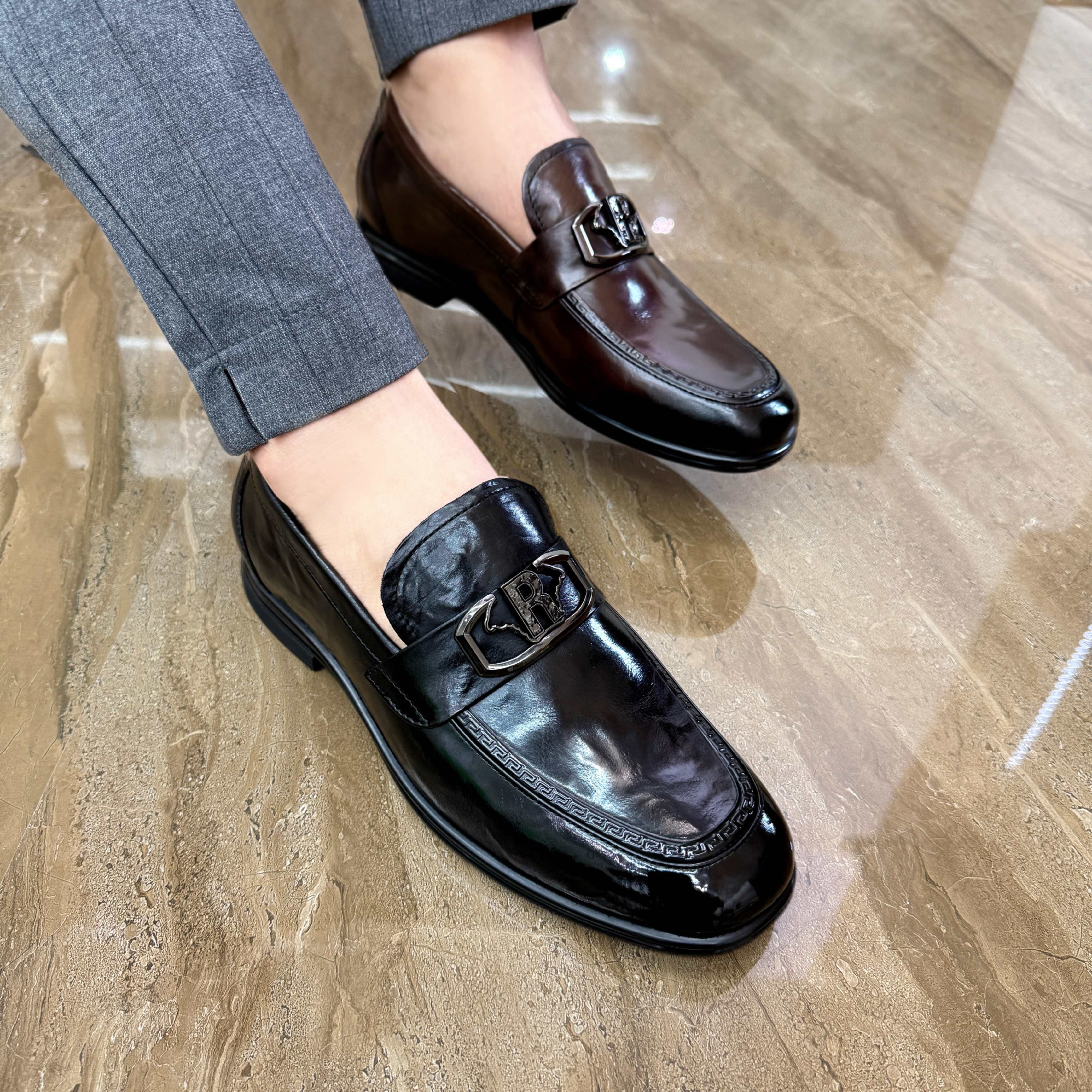 品牌高端皮鞋头层牛皮男鞋真皮商务休闲百搭男士乐福鞋手工鞋