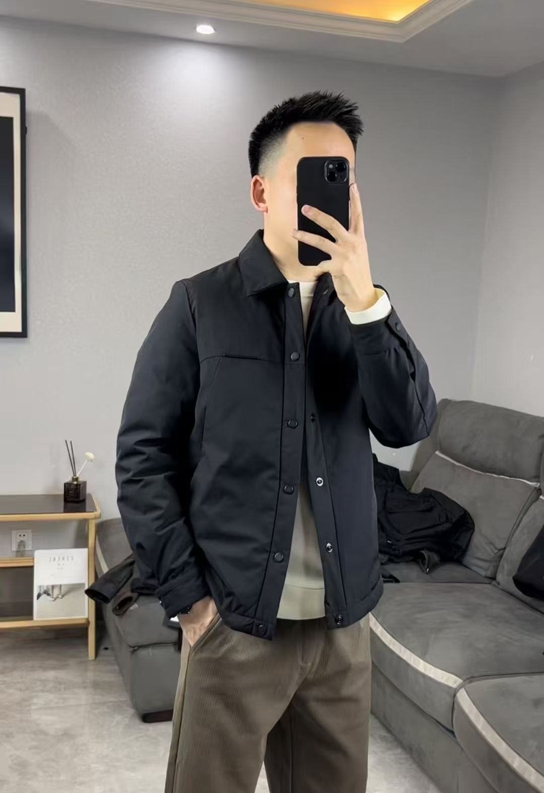 男士冬季新款翻领商务棉服外套【90】