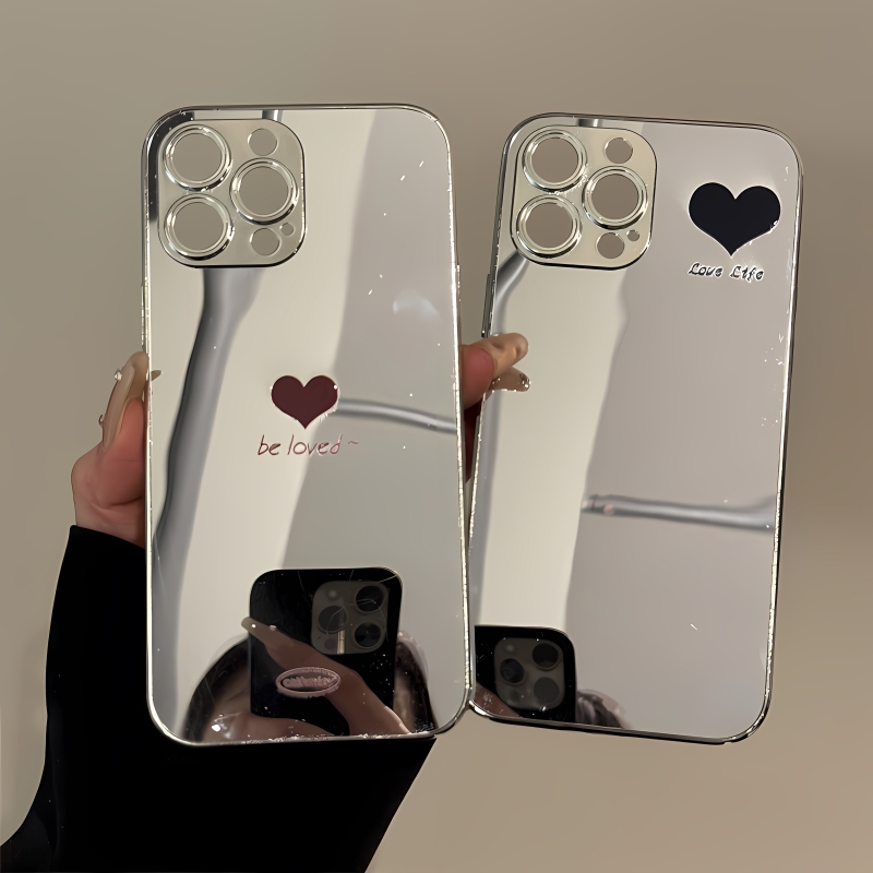 苹果16pro手机壳iPhone15电镀镜面14华为p黑心mate60小众小米15女